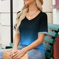 thumbnail image 5 of Htigea Plus Size Womens T-Shirts Gradient Color V-Neck Short Sleeve Tops Summer Tunic Tee Casual Comfortable Daily Tshirt Black XXXL, 5 of 8