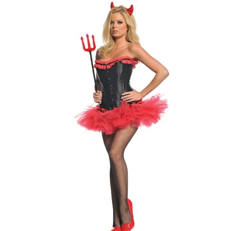 Sexy Devil Corset Pin-Up Womens Fancy Dress Halloween Hens Party Costume