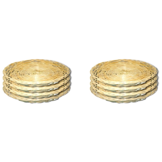 8 Pcs Bambou Support de Plaque de Papier - 10 Pouces Rond Tissé Porte-Plaque, Porte-Plaque de Papier Réutilisable pour Pique-Nique
