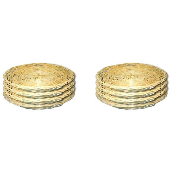 8 Pcs Bamboo Paper Plate Holder - 10 Inch Round Woven Plate Holder, Reusable Paper Plate Holders for Picnic Party