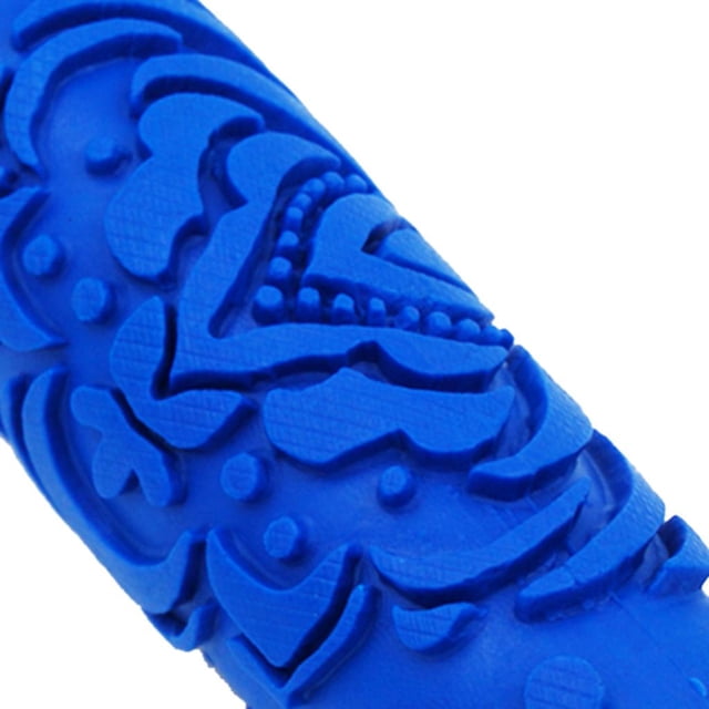 Rodillo de Pintura con de Flores en Relieve de 5 Pulgadas, Rodillo de Pintura Decorativo Artístico, Cepillo, Herramientas de Bricolaje, Azul 16G BLESIY Rodillo de pintura en relieve de pared
