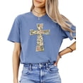 thumbnail image 2 of Ink-Printed Image NOT Quilt - He Is Risen Cross Shirt for Women Easter Graphic T-Shirt Blue Jean Shirt Adult 2XL, 2 of 7
