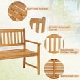 thumbnail image 6 of Topbuy 2-Person Outdoor Bench Patio Wooden Bench with Ergonomic Backrest & Armrests All-weather Acacia Wood Frame 43"x 22", 6 of 10