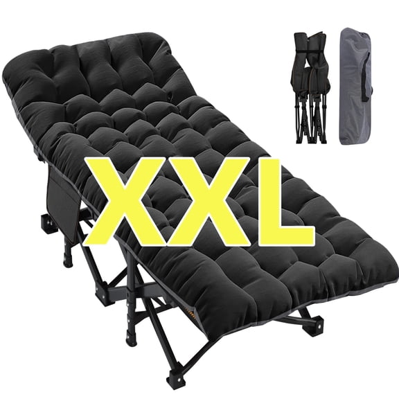 MOPHOTO XXL Oversized Adults Camping Cot with Mattress&Carry Bag, 78" x 32"x 18" Heavy Duty Guest Bed, Folding Camping Cot, Oxford Folding Cot Portable Outdoor Military Sleeping Bed