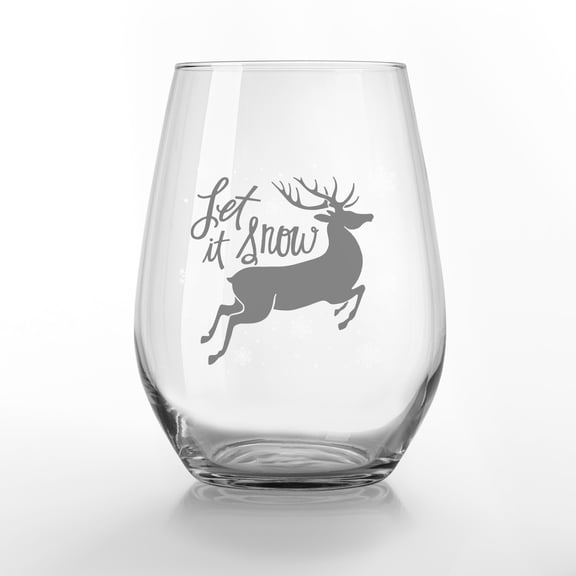 Creative Products Let it Snow Reindeer 15 oz. Printed Stemless Wine Glass