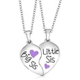 thumbnail image 3 of Big Sis & Lil Sis Gifts Heart Necklace Set, 2 Sister Necklaces for Teens & Women, Big & Little Sisters Christmas Jewelry Presents, Stocking Stuffers, Twins Gifts (Purple), 3 of 3