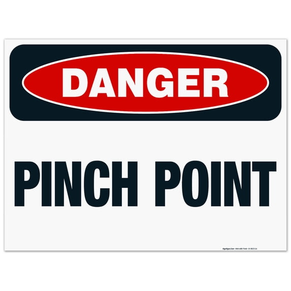 Danger Pinch Point Sign, OSHA Danger Sign, 18x24 Corrugated Plastic