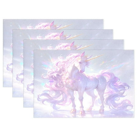 

Ryvnso Placemats Set of 4 Beautiful Unicorn Dining Mats Heat-Resistant Non-Slip Washable Table Mat