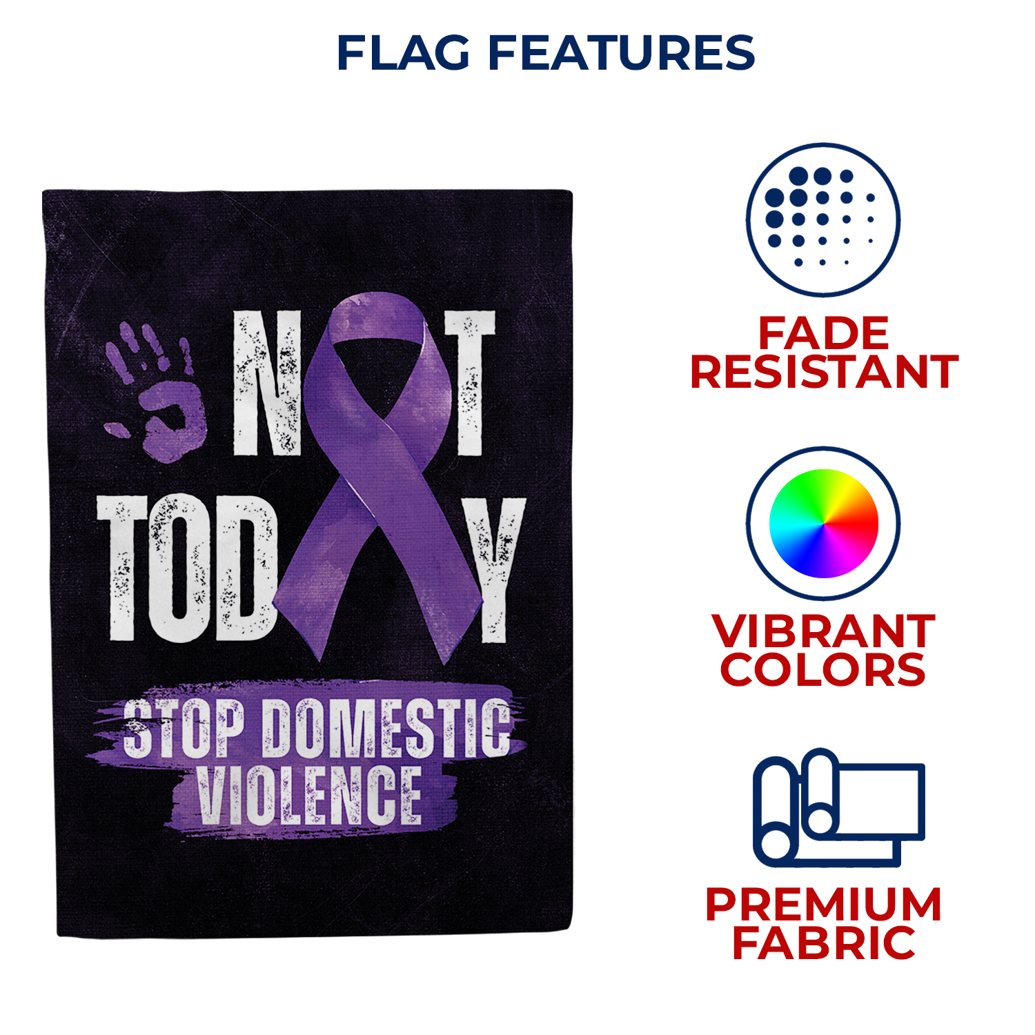 America Forever Stop Domestic Violence House Flag, 28 x 40 inch Double Sided, Not Today Awareness Flag, Purple Ribbon Flag, Survivor Support, Abuse Prevention Yard Decor