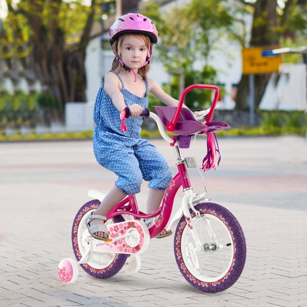 Infans 16" Kids Bike w/Doll Seat Girls Bicycle w/Training Wheels for 4