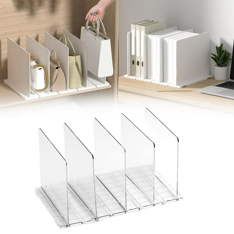 Richards Homewares Acrylic Shelf dividers 6 Pack- Closet Organizer and  Storage for Purses, Sweaters, Clothes or Books - Clear Separators for  Bedroom