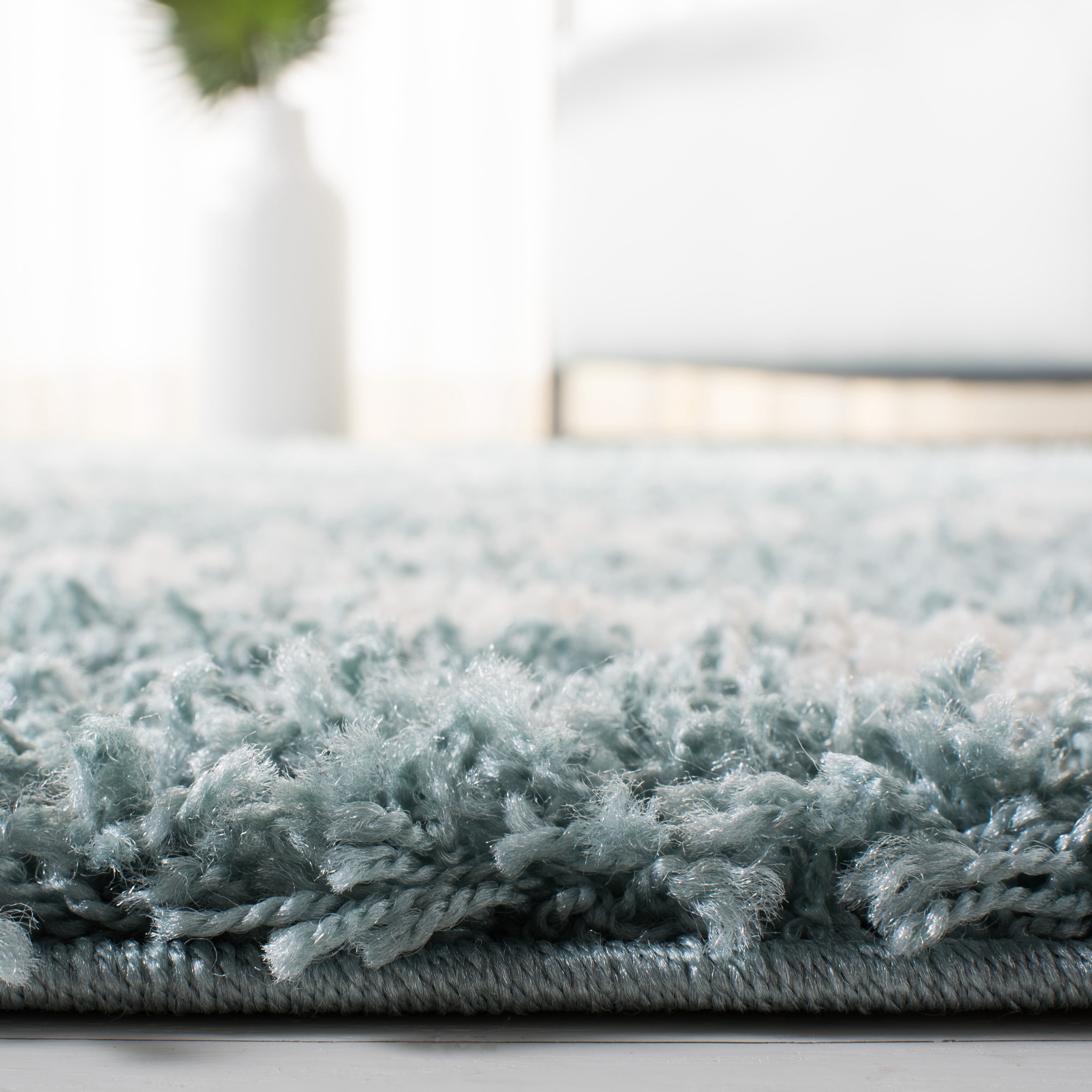 SAFAVIEH Dallas Belinda Geometric Shag Runner Rug, Ivory/Dark Grey, 2'3" x 12'