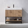 thumbnail image 3 of Pemberly Row 36" White Stone Top Oak Single Vanity Black Frame w/o Mirror, 3 of 13