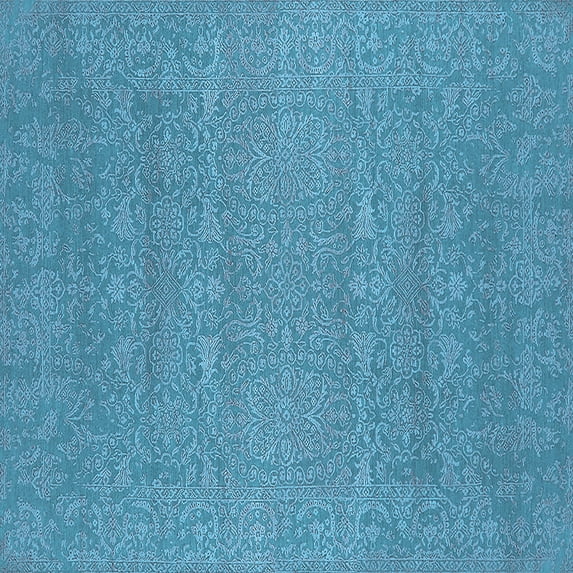 Ahgly Company Indoor Square Oriental Light Blue Industrial Area Rugs, 5' Square