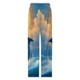 thumbnail image 4 of Dolphins Jumping at Sunset-1 Pajama Pants Comfortable Elastic Waist Pajamas Fashion Sleepwear Bottoms Plus Size Homewear, 4 of 6