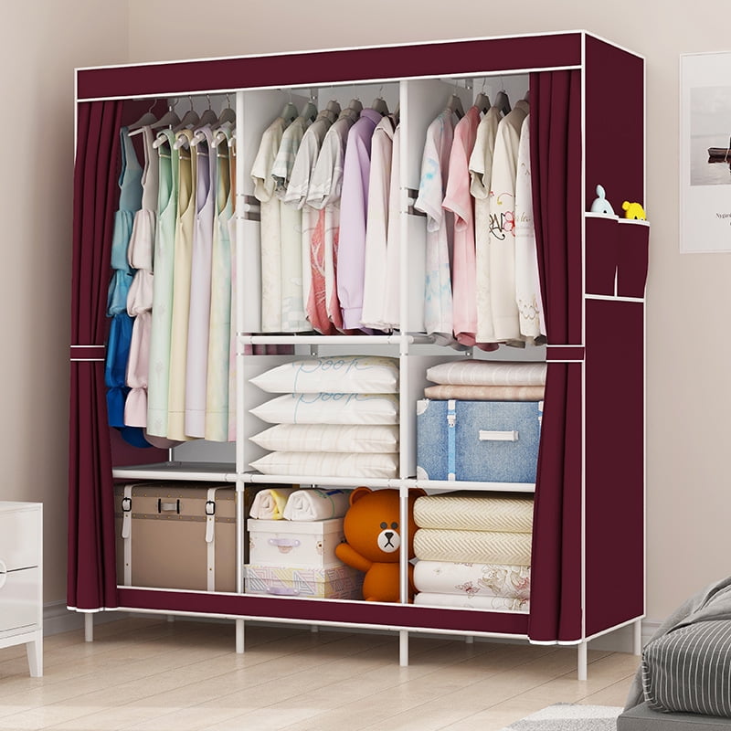 67" Portable Closet Wardrobe Clothes Ample Storage Space Organizer Armoire US 