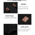 thumbnail image 4 of YATELLE Mens Hooded Sweatshirt Casual Long Sleeve Drawstring Waffle Knit Pullover Hoodies, 4 of 6