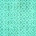 thumbnail image 1 of Ahgly Company Machine Washable Indoor Square Persian Turquoise Blue Traditional Area Rugs, 4' Square, 1 of 4