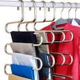 thumbnail image 1 of Elegante organizador de armario, perchas de acero inoxidable para ahorrar espacio, percha multicapa para jeans, pantalones, bufandas, alta dureza y diseño antideslizante para mantener el armario, 1 of 5