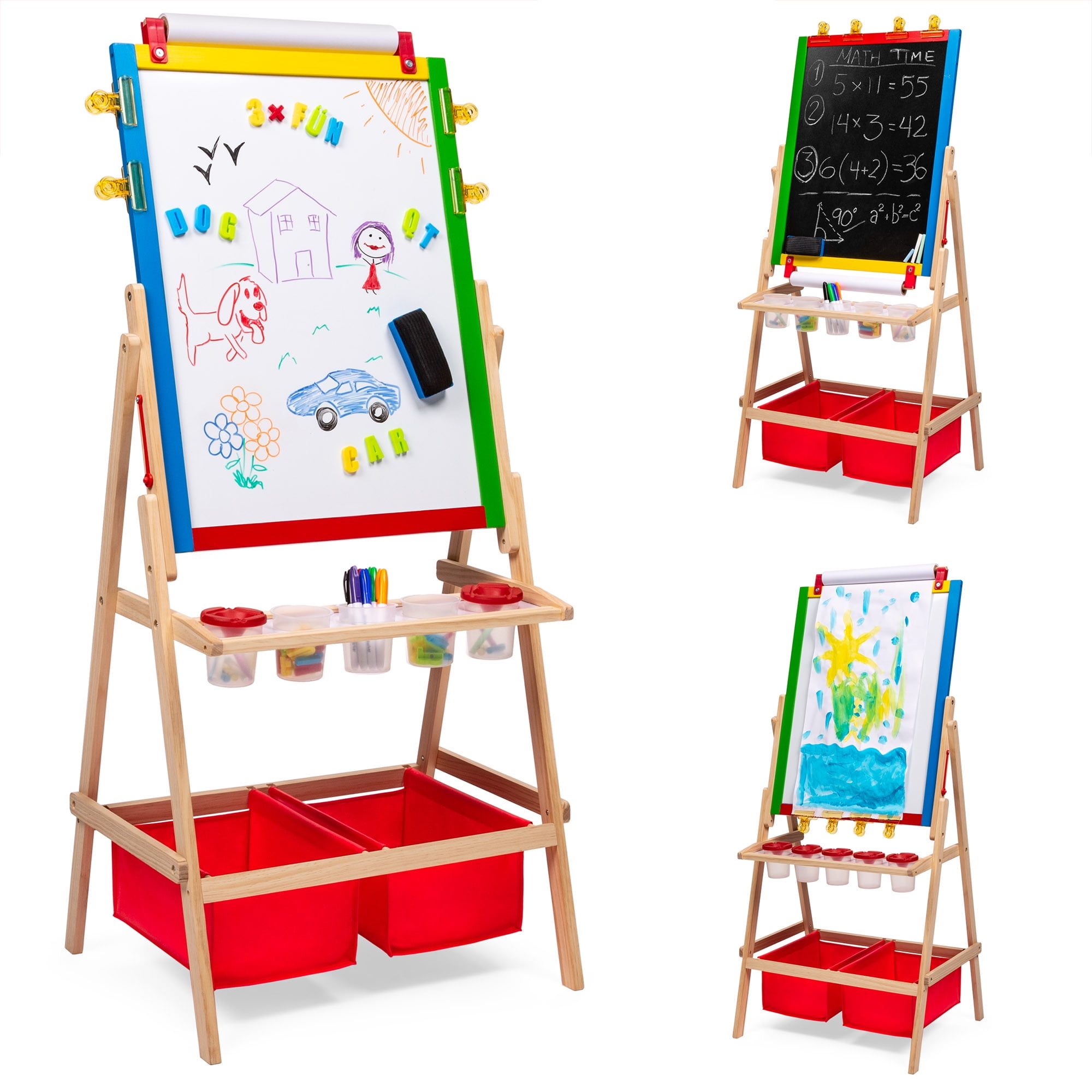 Best Choice Products 3 in 1 Kids Double Sided Easel With Chalkboard 