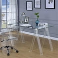 thumbnail image 2 of Bowery Hill Contemporary Clear Glass Top Acrylic Sawhorse Writing Desk, 2 of 6