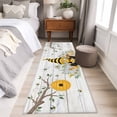 thumbnail image 3 of Bees Dwarfs Runner Rugs 2x6 ft Springs White Daisy Branch Wood Striped Washable Hallway Rugs Non-Slip Floor Mats Absorbent Carpet Bedside Runners for Bedroom Kitchen Bathroom Laundry Room, 3 of 9