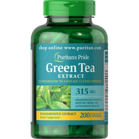 2 Pack - Puritan's Pride Green Tea Standardized Extract 315 Mg Capsules, 200 Count
