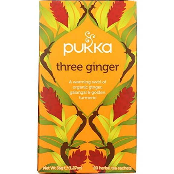 Pukka Organic Herbal Tea Ginger Herbal Teas Three Ginger Tea With Galangal & Turmeric 20 Tea Bags