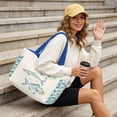 thumbnail image 4 of Pzuqiu Fish Wave Print Large Capacity Quilted Tote Bags for Women, Lightweight Blue Puffer Shoulder Hobo Handbags, Reversible Carry On Bags for Shopping Work Travel Everyday Use, 4 of 7