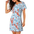 thumbnail image 2 of Balery Lobsters Camisón de manga corta con cuello redondo para mujer, cómodo y elegante., 2 of 6