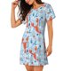 thumbnail image 2 of Fotbe Lobsters Bata de Dormir para Mujer con Estampado, Camisón de Algodón de Manga Corta, Ropa de Dormir Casual, 2 of 6