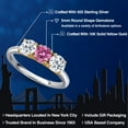 thumbnail image 2 of Gem Stone King 925 Silver and 10K Yellow Gold Pink Moissanite and White Topaz Engagement Ring for Women | 1.70 Cttw | Round 5MM | Gemstone Birthstone | Size 9, 2 of 6