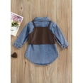 thumbnail image 4 of hirigin Kids Girls Denim Dress Set Solid Color Long Sleeves Button Down Shirt Dress with Leather Camisole Corset Outfit, 4 of 8