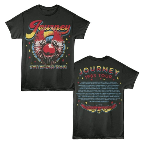 Journey - 1983 World Tour  - American Classics - Gray 2-Sided Print Adult Short Sleeve T-Shirt
