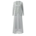 thumbnail image 4 of JINMGG Dresses under $10.00 Women Plus Size Hollow Out Lace Patchwork Solid Loose Hem Casual Long Dress Gray XL, 4 of 8