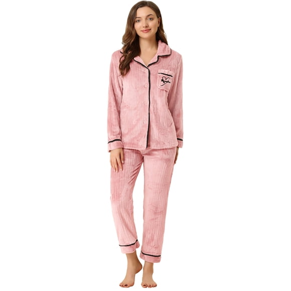 Conjuntos de pijama para mujer Ropa de dormir con botones Traje de noche suave para mujer Conjuntos de salón Pj Rosa XS