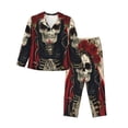 thumbnail image 1 of Balery Gothic Skull With Roses Conjunto de Pijama con Estampado para Mujer, Conjunto de Dos Piezas con Manga Larga, Ropa de Dormir Suave con Bolsillos, Pijamas Cómodos-X-Large, 1 of 7
