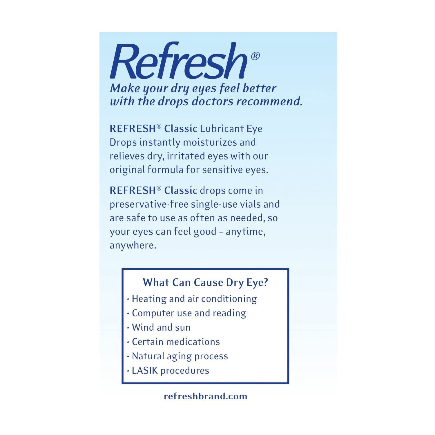 Refresh Lubricant Eye Drops Classic Dry Relief Sterile, 0.01oz, 6-Pack