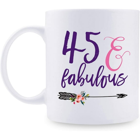 45th Birthday Gifts for Women - 1974 Birthday Gifts for Women, 45 Years Old Birthday Gifts Coffee Mug for Mom, Wife, Friend, Sister, Her, Colleague, Coworker - 11oz