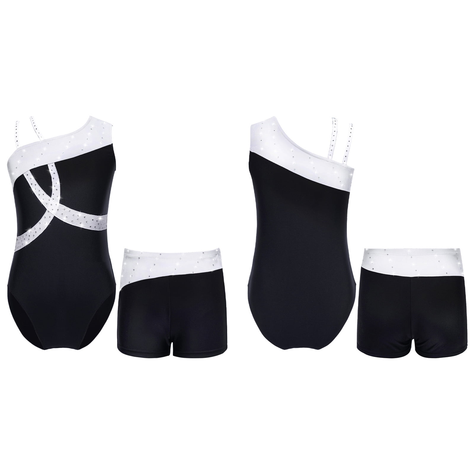 MSemis Kids Girls Sleeveless Shiny Diamond Gymnastics Dance Athletic