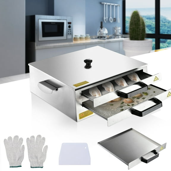 WeChef 2 Layer Cheung Fun Steamers Rice Noodle Roll Steamer Machine Stainless Steel Extra Tray Dimsum