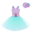 thumbnail image 2 of MKOSPLRT Halloween Mesh Tutu Dress for Girls 3-12Y Spaghetti Strap Flower Girl Princess Dresses with Flower Headband Birthday Party Gifts, 2 of 10