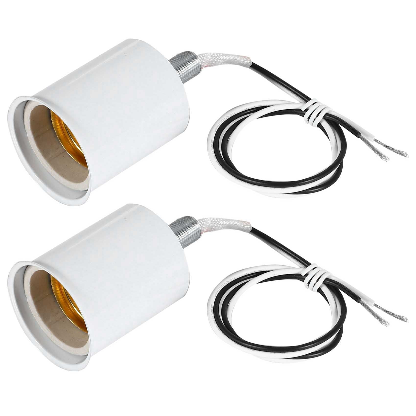 2X E27 Ceramic Screw Base Round LED Light Bulb Lamp Socket Holder Adapter Metal Lamp Holder with