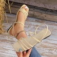 thumbnail image 2 of Dressy Womens Sandals Summer Comfortable Suede Strappy Square Toe Flats Sandals Women - Casual Walking Woman Shoes Khaki 8.5(41), 2 of 5