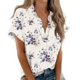 thumbnail image 2 of Women's Short Sleeved Shirt, Daily Fashion Printed Button Top, Chest Pocket Cardigan, 2 of 7