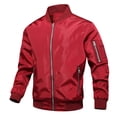 thumbnail image 3 of SWSMCLT Men's Bomber Jackets Casual Lightweight Sports Active Thin Coat Full Zip Fashion Flight Running Outwear Long Sleeve Red X-Large, 3 of 3