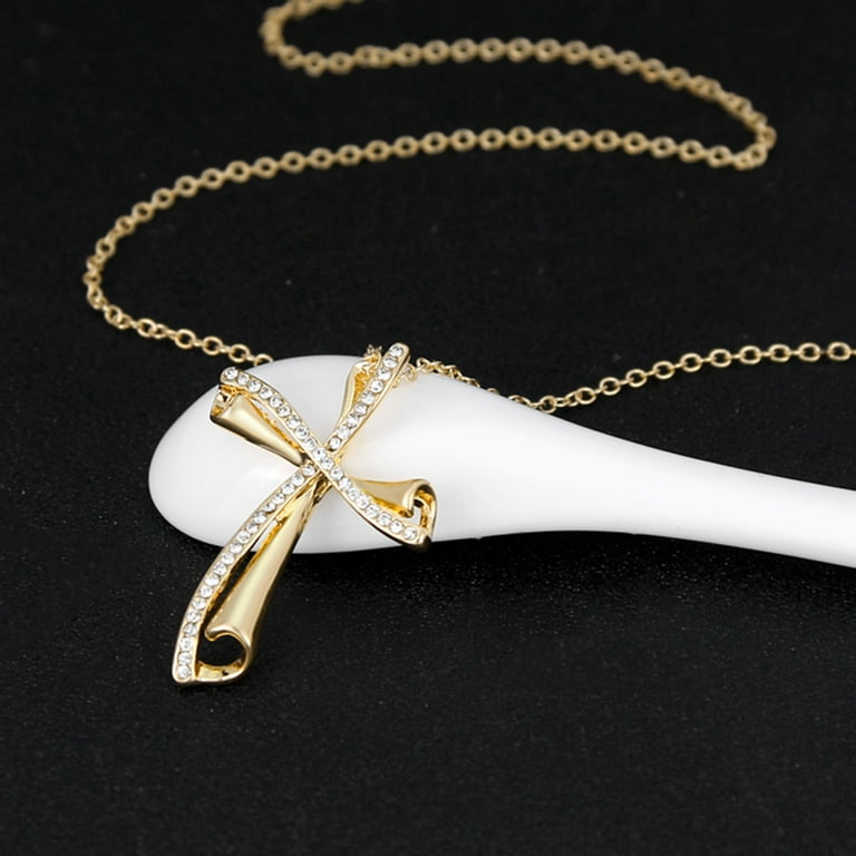 Dropship Bring Luck To Your Life With Our Inlaid Rhinestone Lucky Prayer  Cross Pendant Necklace - Perfect Unisex Jewelry Gift In Stainless Steel  With 18K Gold Plating to Sell Online at a