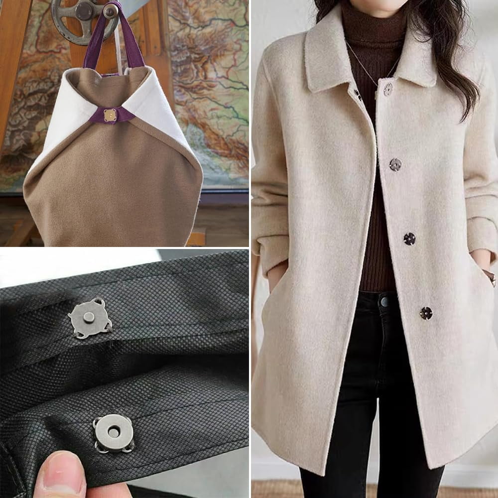 40 Sets Magnetic Snap Button, 18mm Metal Clasps Snap Buttons, Plum Shape Sewing Closures Fasteners, Magnetic Snaps for Clothes Handbag Leather Jacket DIY, 4 Colours