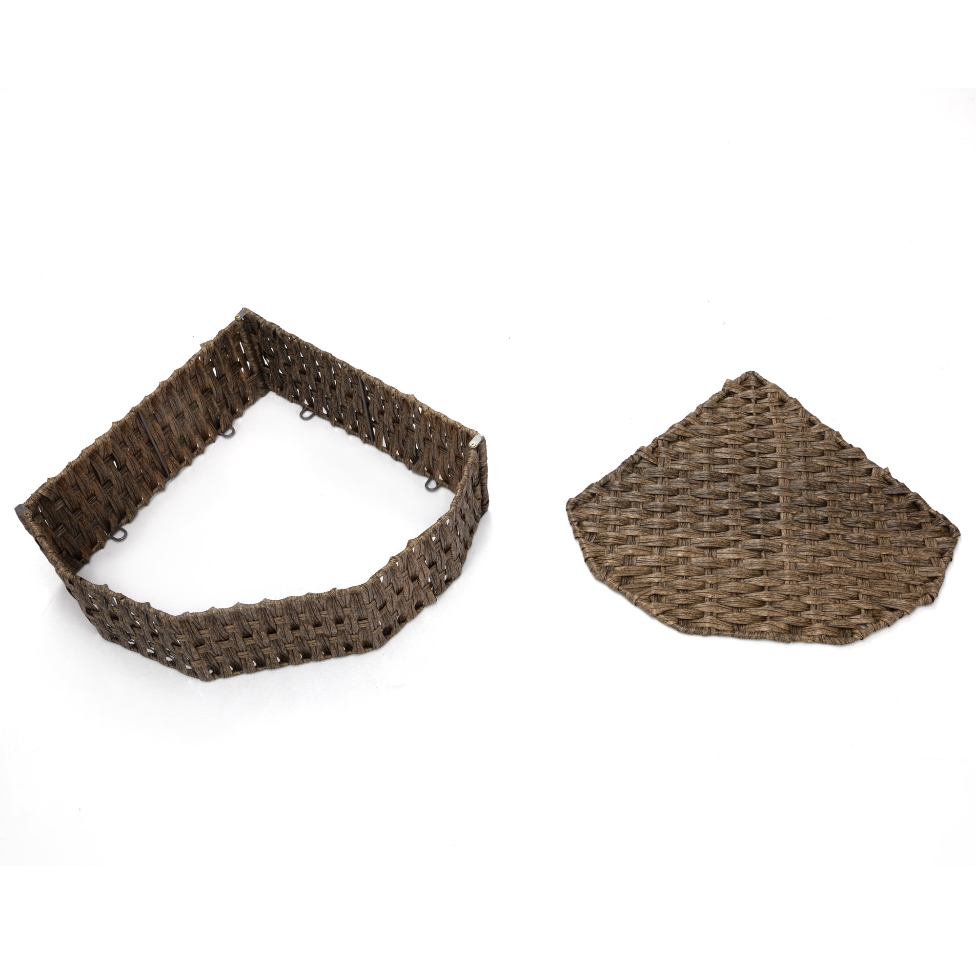 Pefilos 22" Cat Litter Box Enclosure with Waterproof Litter Bag and PP Mat, Hidden Washroom Handwoven Rattan Cat House for Living Room, Bedroom, Brown