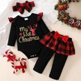thumbnail image 2 of shqvo Toddler Baby Girl My First Christmas Outfits Long Sleeve Romper Pants Christmas Clothes Bottom and Headband 3Pcs Outfits, 2 of 6
